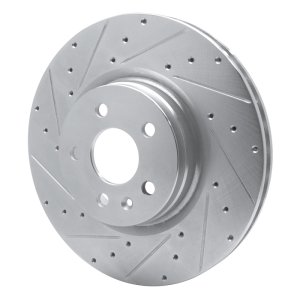 Tesla Model S Brake Rotor (1) - Front Left - R1 Concepts - Drilled & Slotted - Silver - `12-`21